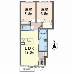 リリガーデン別府【105号室】の間取り