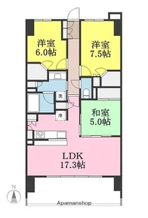 レーベン松山一番町THE TOWER【15階】の間取り