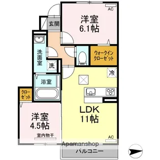 2LDKの間取り画像
