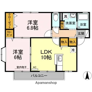 ウィルモア石井 B棟【201号室】の間取り
