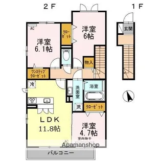 グレイス ソシア K【2階】の間取り