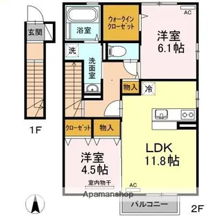 メゾン・ネオリヴェール A棟【201号室】の間取り