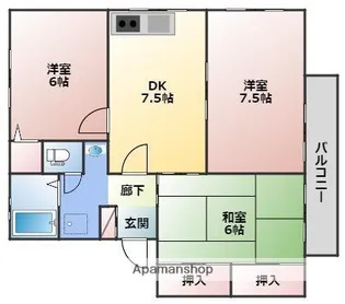 ハイムM2 B棟【201号室】の間取り