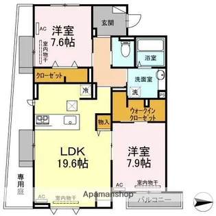 フェリシアス松原【1階】の間取り