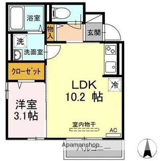 Tフラット道後一万【1階】の間取り