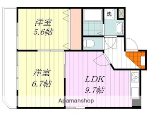 グランシェル西垣生Ⅱ【407号室】の間取り