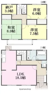 愛媛県松山市清住2丁目【一戸建】の間取り
