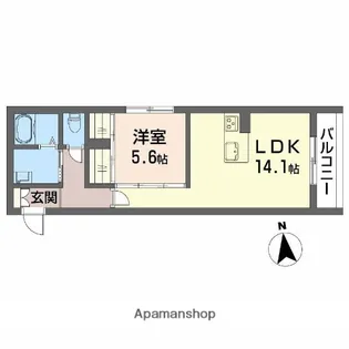 1LDKの間取り画像