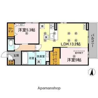 2LDKの間取り画像