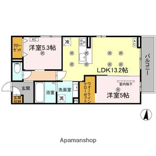 2LDKの間取り画像