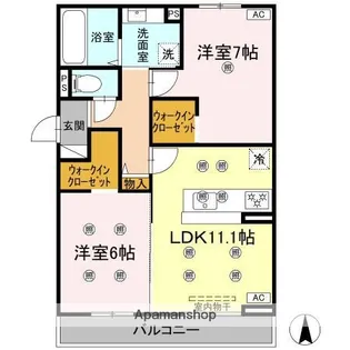 クランツ古川西A棟【3階】の間取り