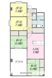 パークフロント新石手【102号室】の間取り