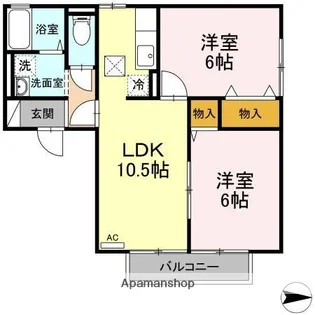 リヴェール チカ A棟【1階】の間取り