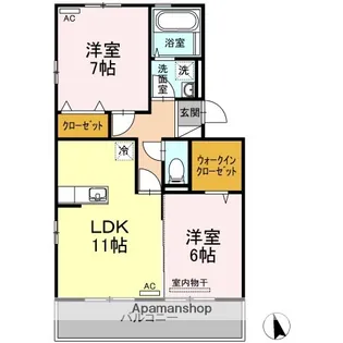 ルミエール朝生田【2階】の間取り