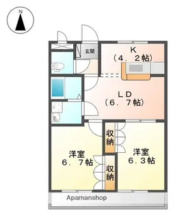 フィールドハイツM【1階】の間取り