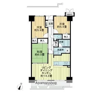 サーパス祝谷【2階】の間取り