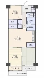 エバーグリーン松山2号館【4階】の間取り