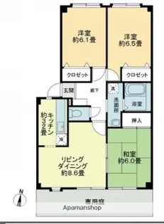 フォブール北井門 A棟【103号室】の間取り