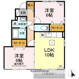 グランドソレーユⅡ A棟【102号室】の間取り