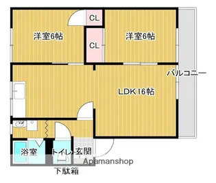 サンビルト山内Ⅰ【203号室】の間取り