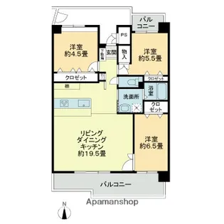 労住協千舟町ハイツ【6階】の間取り