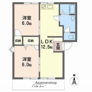 2LDKの間取り画像