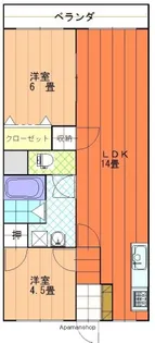 緑風館中央【307号室】の間取り