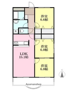 ブライム北斎院【301号室】の間取り