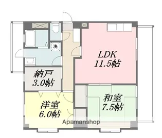 フラットパインヒル【1階】の間取り