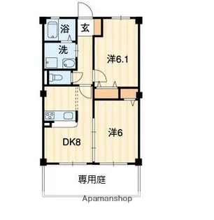 フォブール三浦Ⅱ【102号室】の間取り