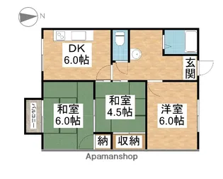 タウニィ石手【206号室】の間取り
