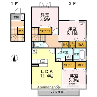 ラフィーネ双葉 A棟【201号室】の間取り