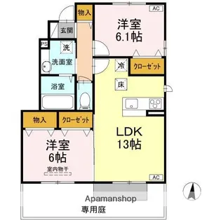 プランドール安岡Ⅳ【101号室】の間取り