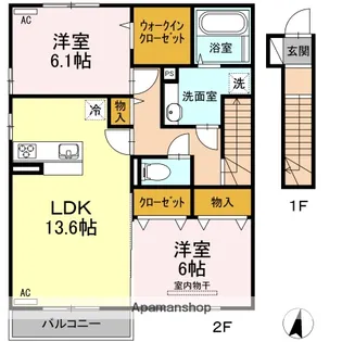 プランドール安岡Ⅳ【2階】の間取り