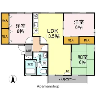 ベイサージュ・22 B棟【2階】の間取り