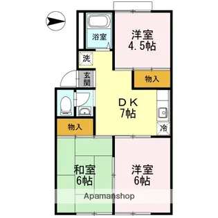 コーポハピネス B棟【1階】の間取り