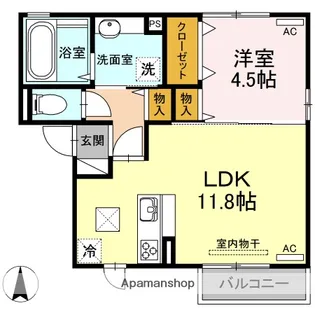 グレイス D棟【D102号室】の間取り
