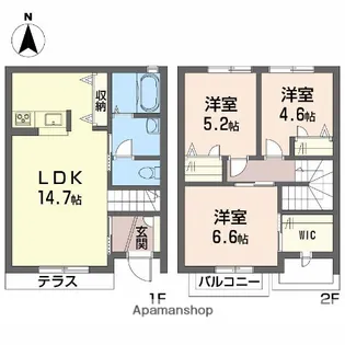 ファビュラス−U B棟【1階】の間取り