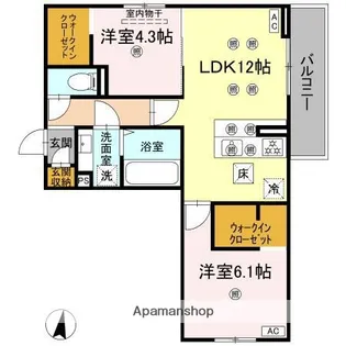クランツ北井門C【1階】の間取り