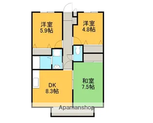 フォブール飯岡【1階】の間取り