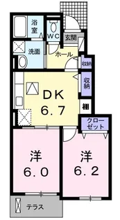 サンリバーヒルズ【1階】の間取り