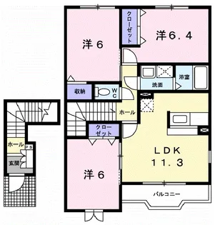 メゾンド カルムE【2階】の間取り