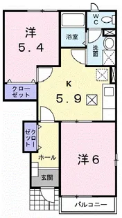 サンフラワー ヒルズB【1階】の間取り