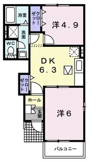 ポーレ・サンピーチ【1階】の間取り