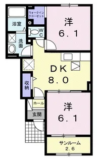 ロッソ・コルサC【1階】の間取り
