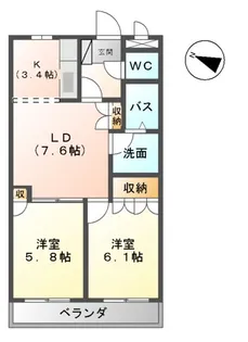 ビラージュ市塚【103号室】の間取り