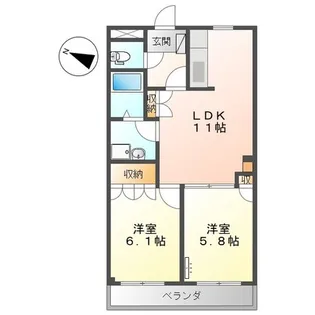 ビラージュ市塚【102号室】の間取り