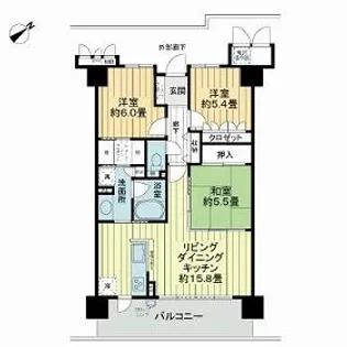 サーパス御殿前通り参番館【3階】の間取り