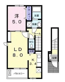 クラール朔日市B【2階】の間取り