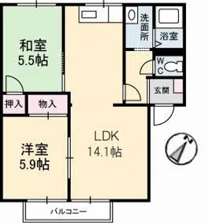 ニューライム頼木 B棟【2階】の間取り